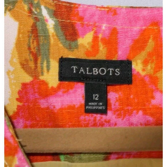 Talbots Women's Sheath Dress 12 Abstract Floral Sleeveless Lined Side Zipper EUC - Picture 3 of 7